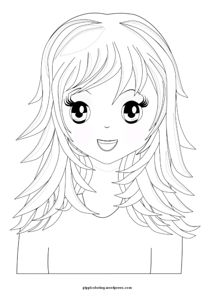 Manga girl with long hair