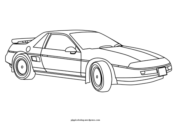 Coloring sheet with fast car